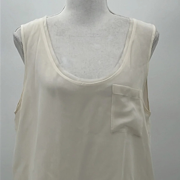 Gold Hawk 100% Silk Georgette Layered Tank Tunic in Ivory - Size Large - Picture 2 of 8